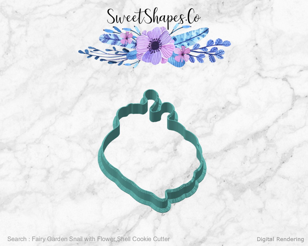 Fairy Garden Snail with Flower Shell Cookie Cutter — angled front view