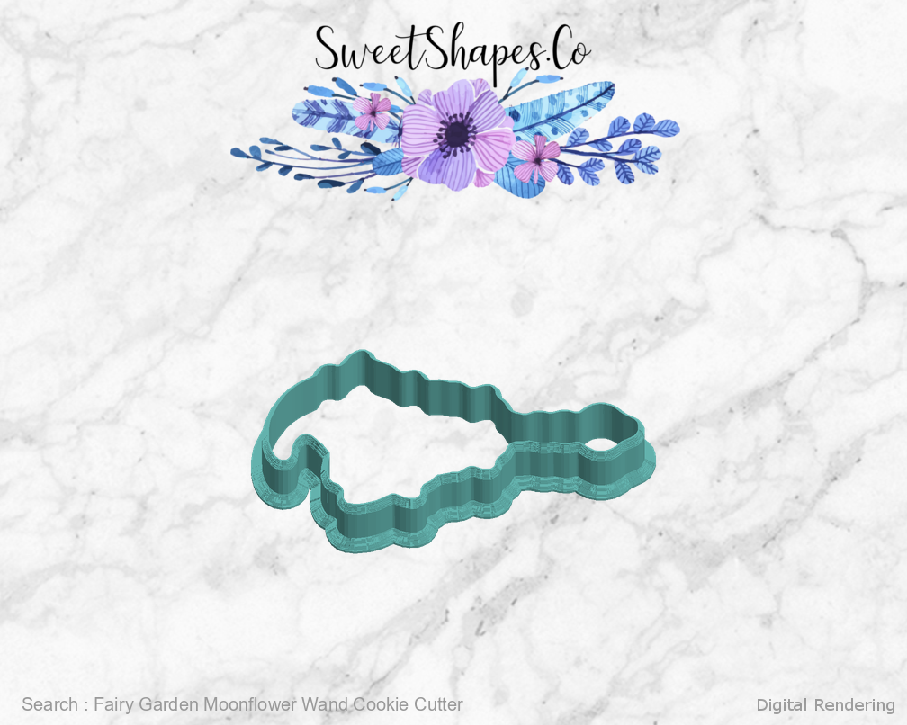 Fairy Garden Moonflower Wand Cookie Cutter — left view