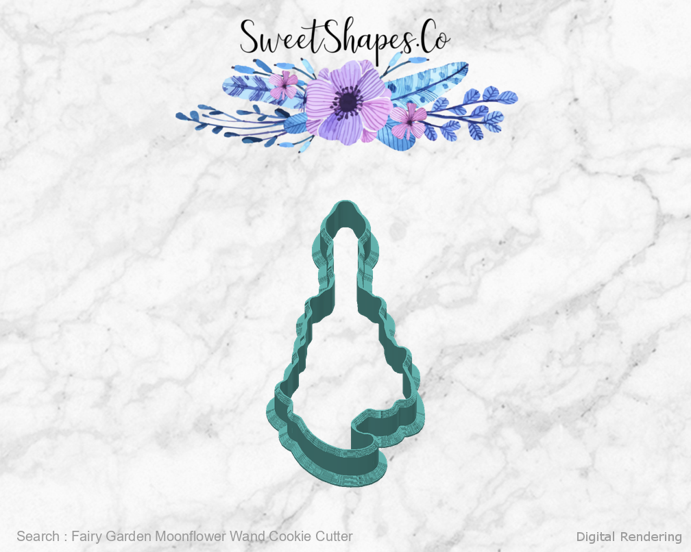 Fairy Garden Moonflower Wand Cookie Cutter — back view