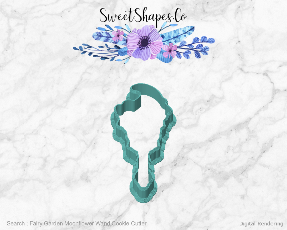 Fairy Garden Moonflower Wand Cookie Cutter — front view