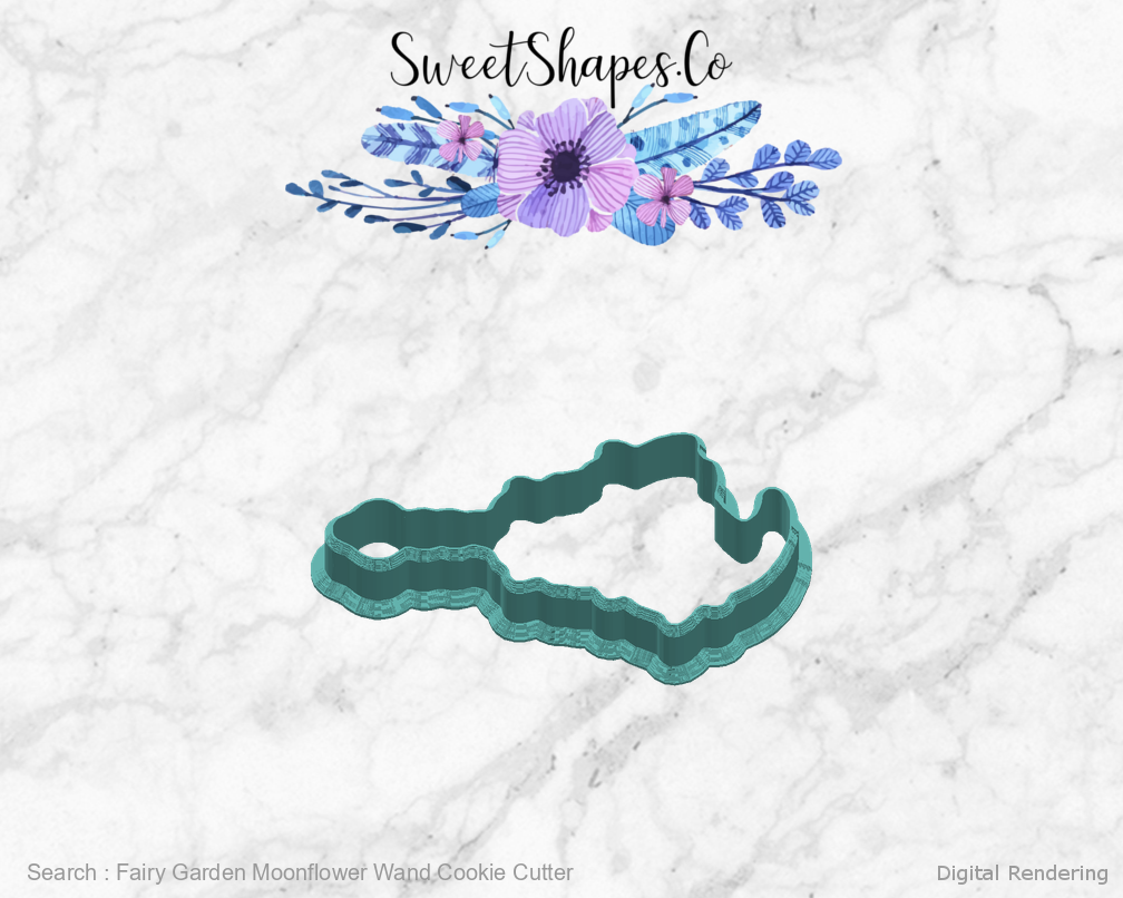 Fairy Garden Moonflower Wand Cookie Cutter — right view