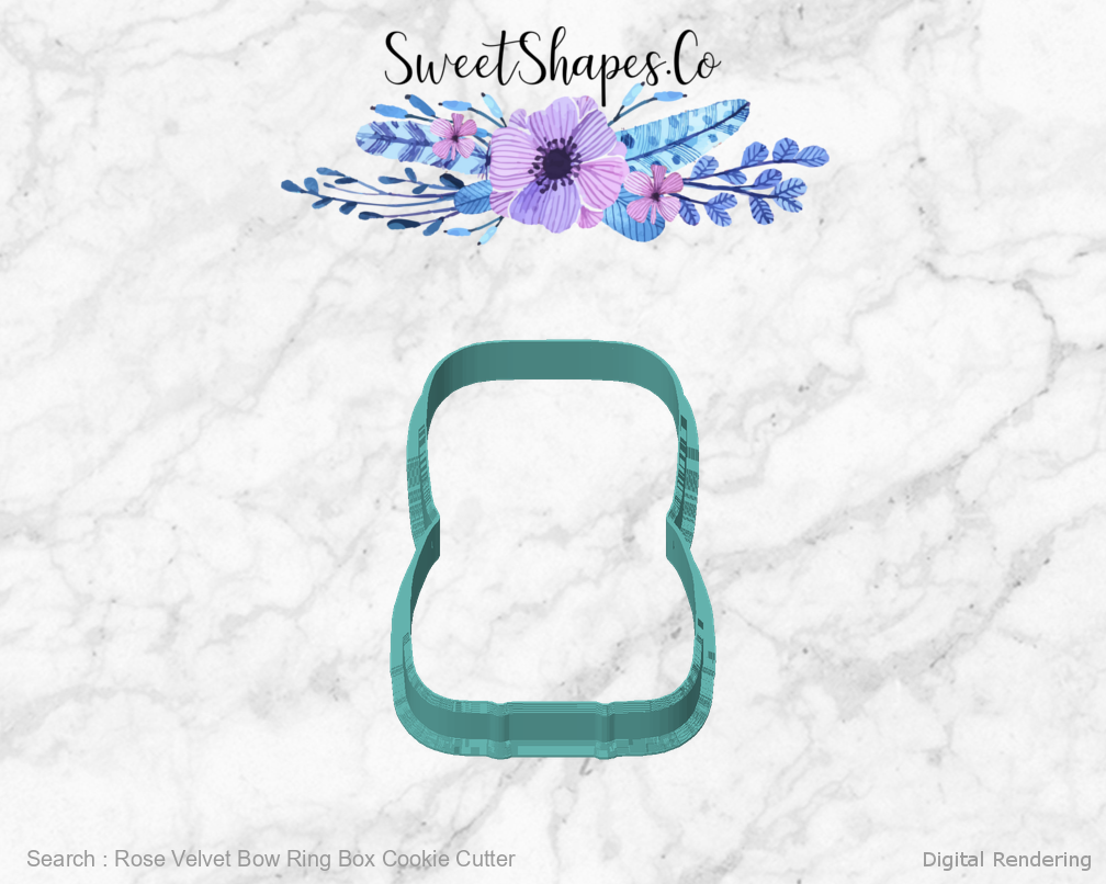 Rose Velvet Bow Ring Box Cookie Cutter — front view