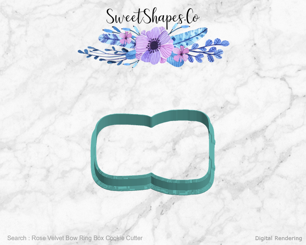 Rose Velvet Bow Ring Box Cookie Cutter — left view