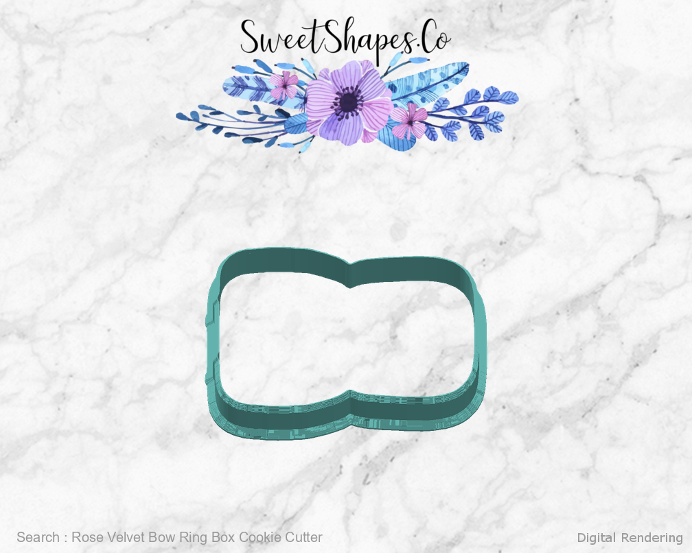 Rose Velvet Bow Ring Box Cookie Cutter — right view