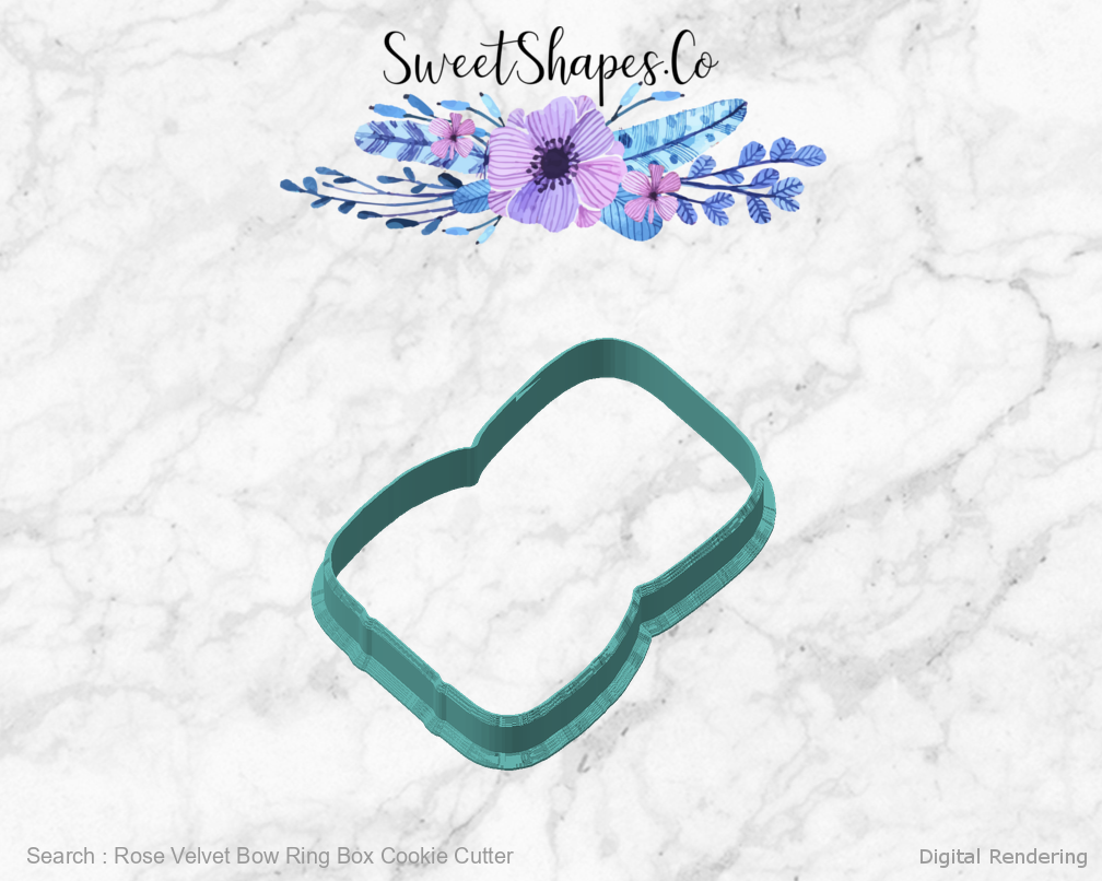 Rose Velvet Bow Ring Box Cookie Cutter — angled front view