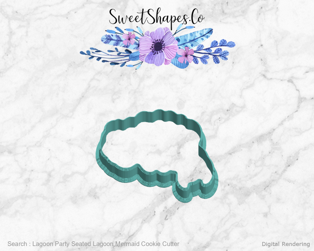 Lagoon Party Seated Lagoon Mermaid Cookie Cutter — left view