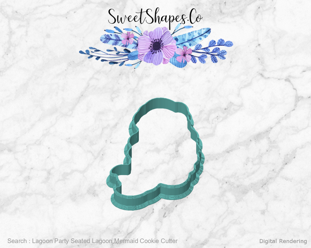 Lagoon Party Seated Lagoon Mermaid Cookie Cutter — front view