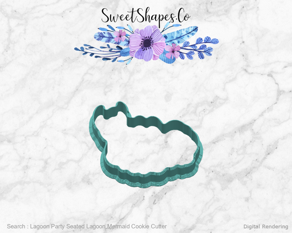 Lagoon Party Seated Lagoon Mermaid Cookie Cutter — right view
