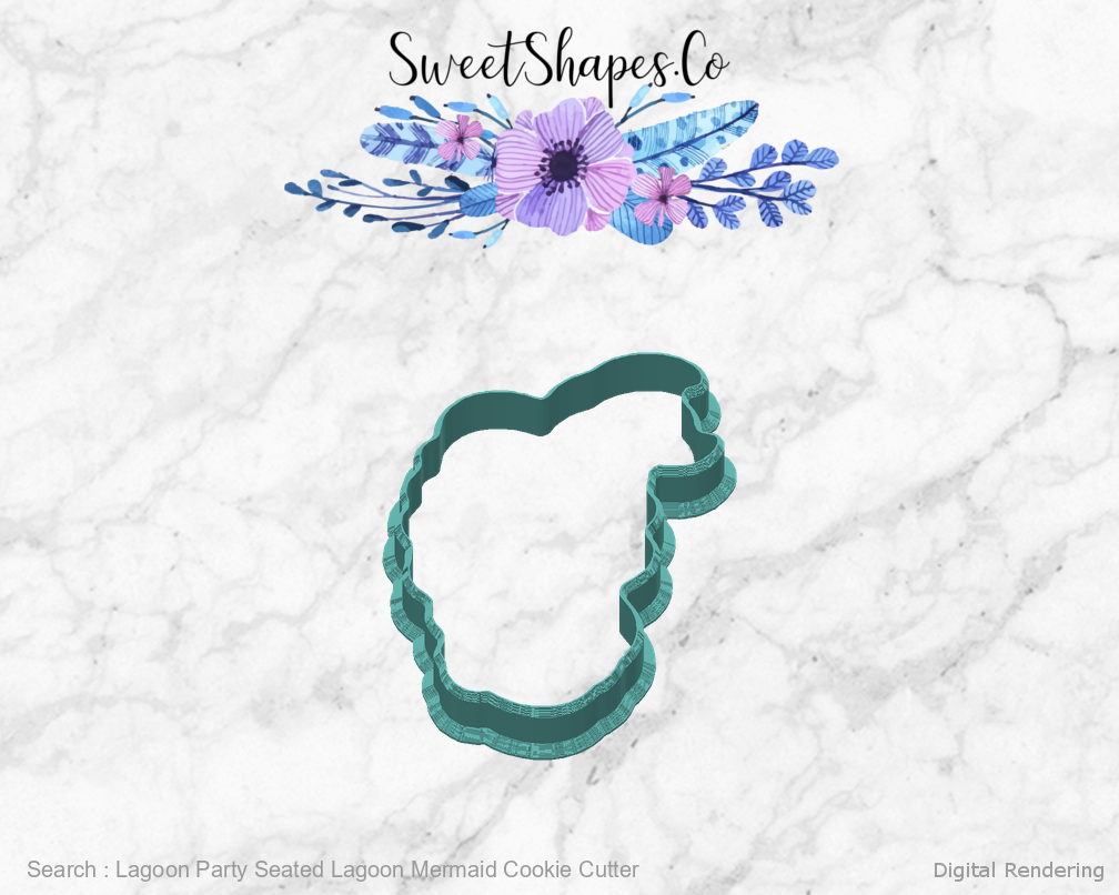Lagoon Party Seated Lagoon Mermaid Cookie Cutter — back view