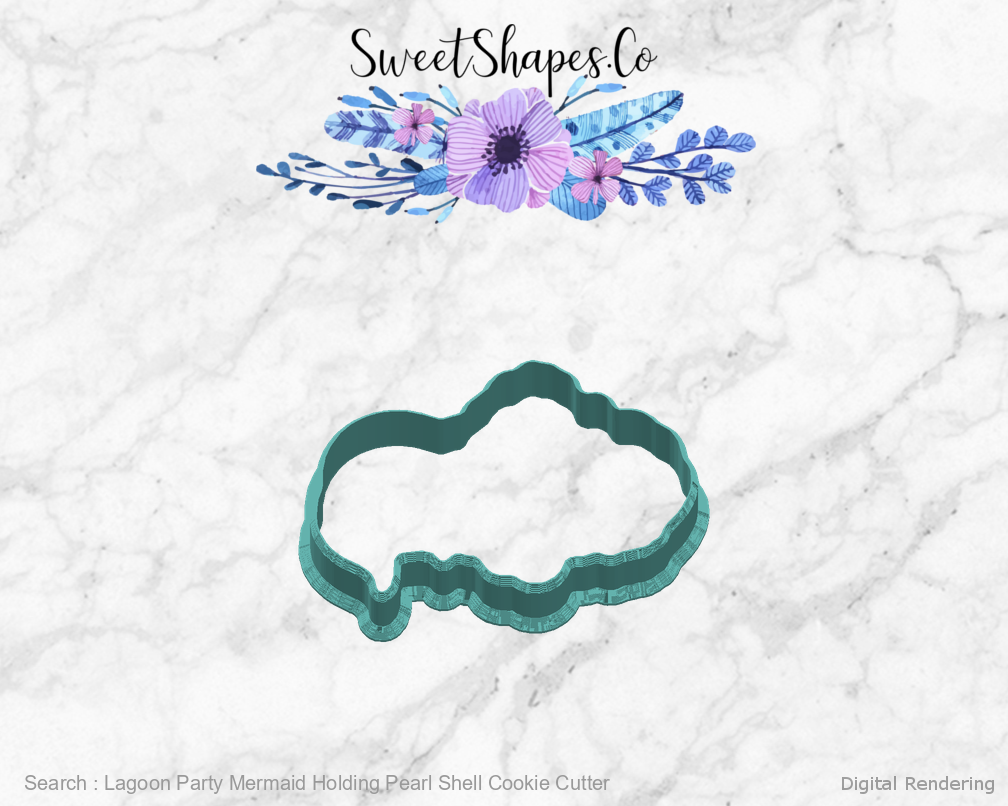 Lagoon Party Mermaid Holding Pearl Shell Cookie Cutter — right view