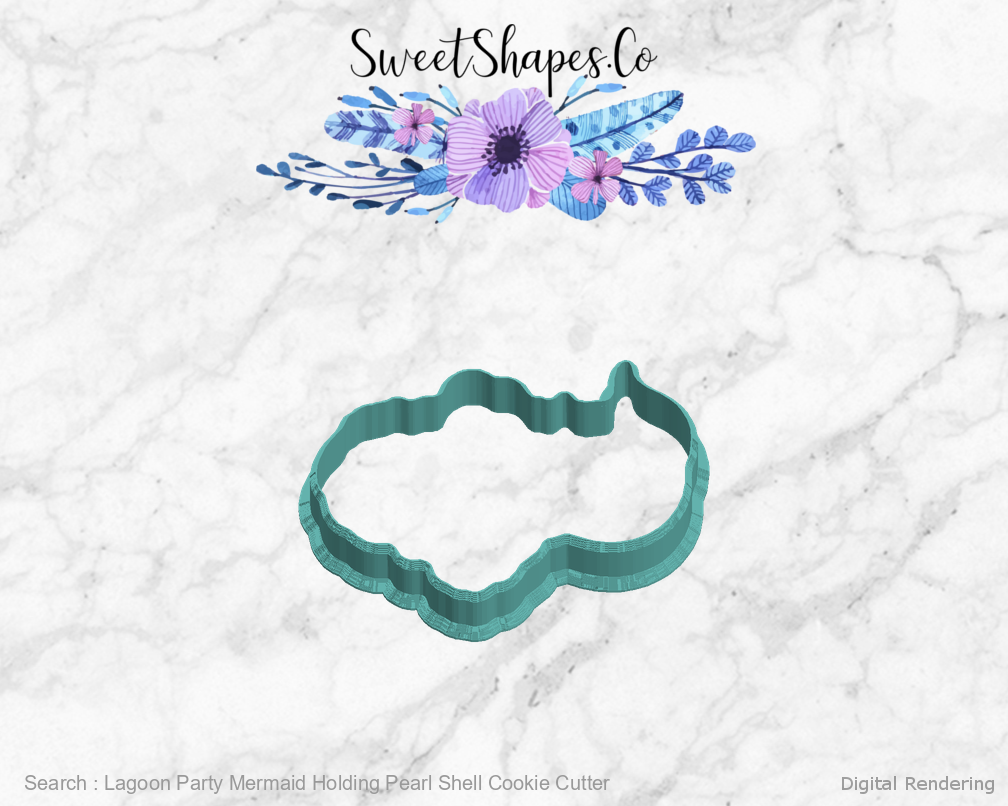 Lagoon Party Mermaid Holding Pearl Shell Cookie Cutter — left view