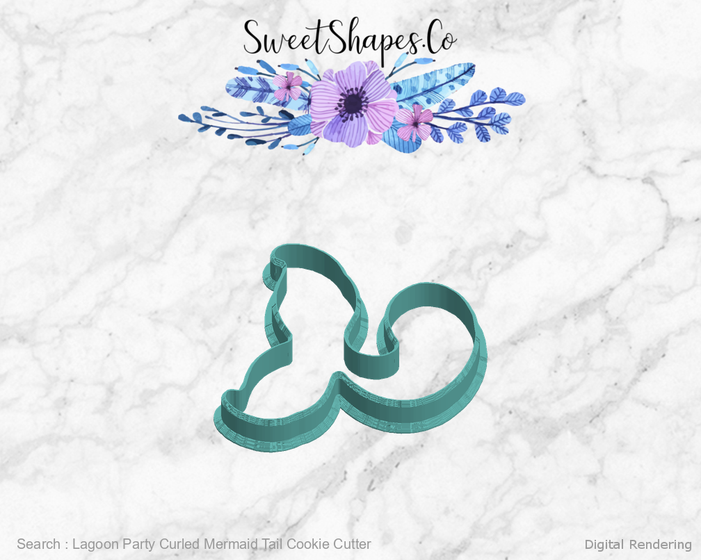 Lagoon Party Curled Mermaid Tail Cookie Cutter — left view