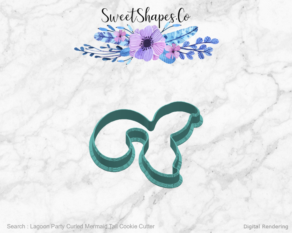 Lagoon Party Curled Mermaid Tail Cookie Cutter — right view