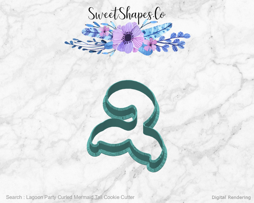 Lagoon Party Curled Mermaid Tail Cookie Cutter — back view