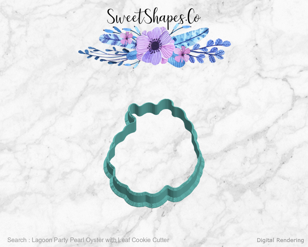 Lagoon Party Pearl Oyster with Leaf Cookie Cutter — left view