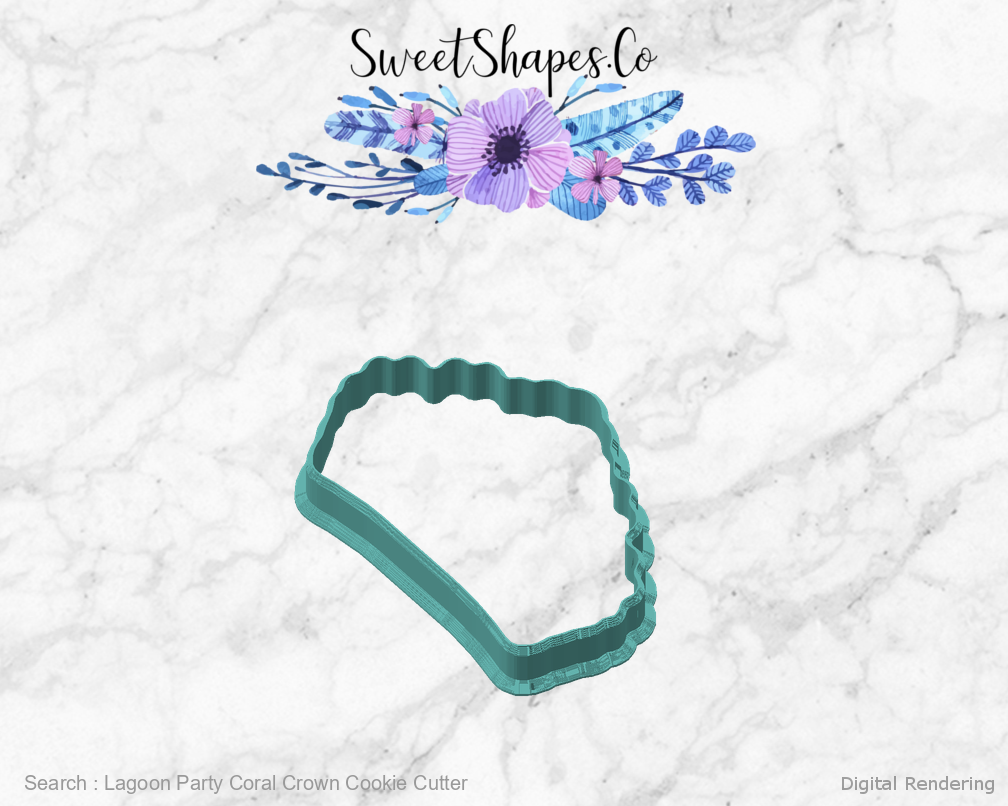 Lagoon Party Coral Crown Cookie Cutter — angled front view
