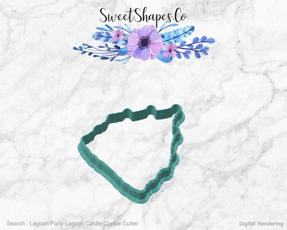 Lagoon Party Lagoon Castle Cookie Cutter — angled front view