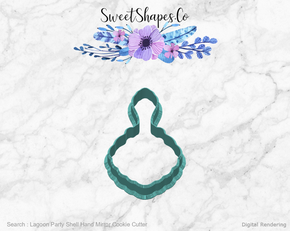 Lagoon Party Shell Hand Mirror Cookie Cutter — back view