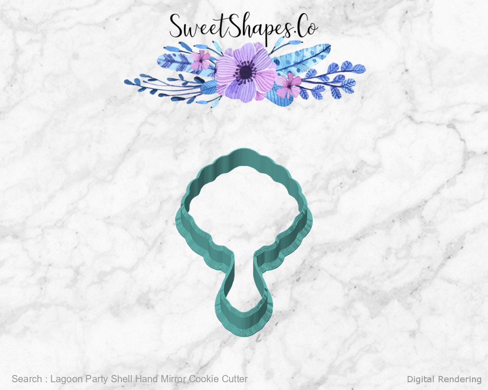 Lagoon Party Shell Hand Mirror Cookie Cutter — front view