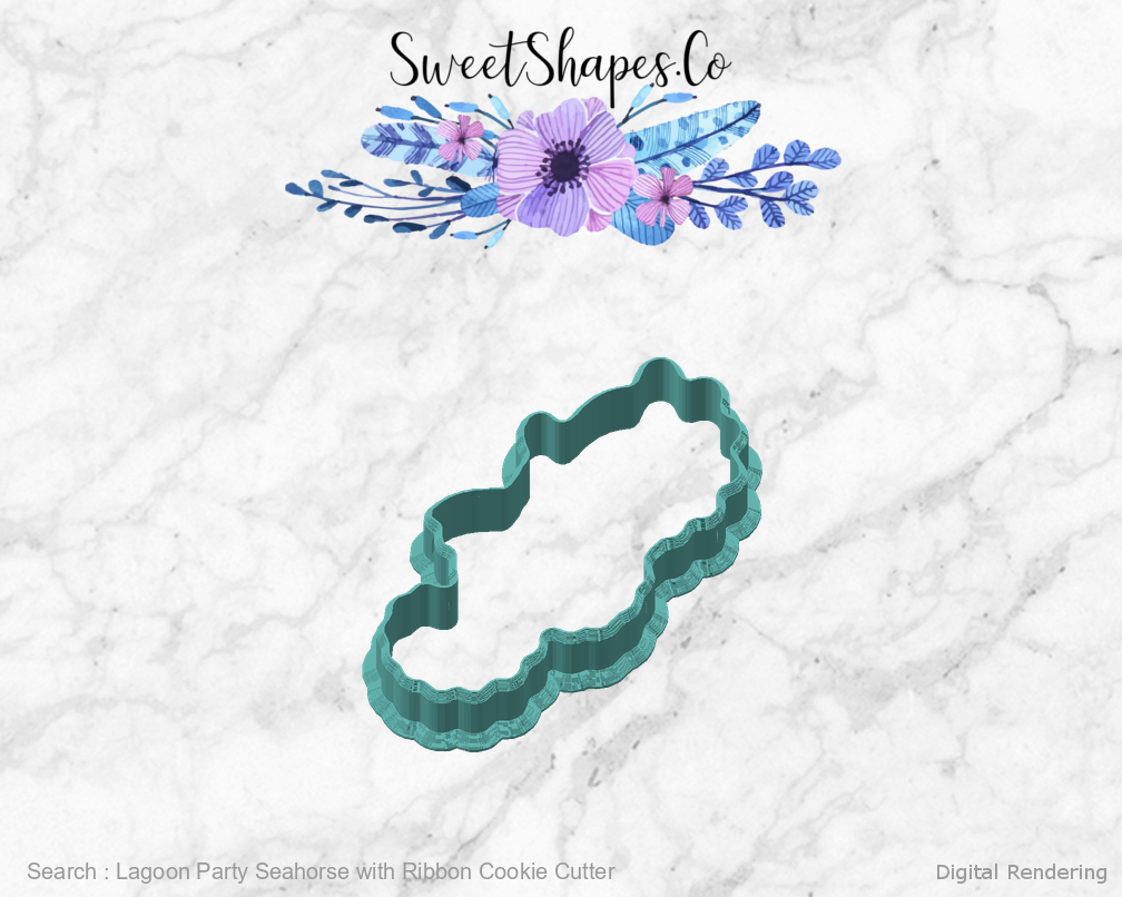 Lagoon Party Seahorse with Ribbon Cookie Cutter — angled front view