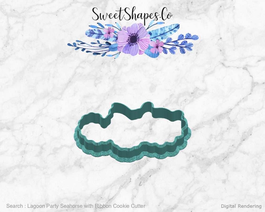 Lagoon Party Seahorse with Ribbon Cookie Cutter — right view