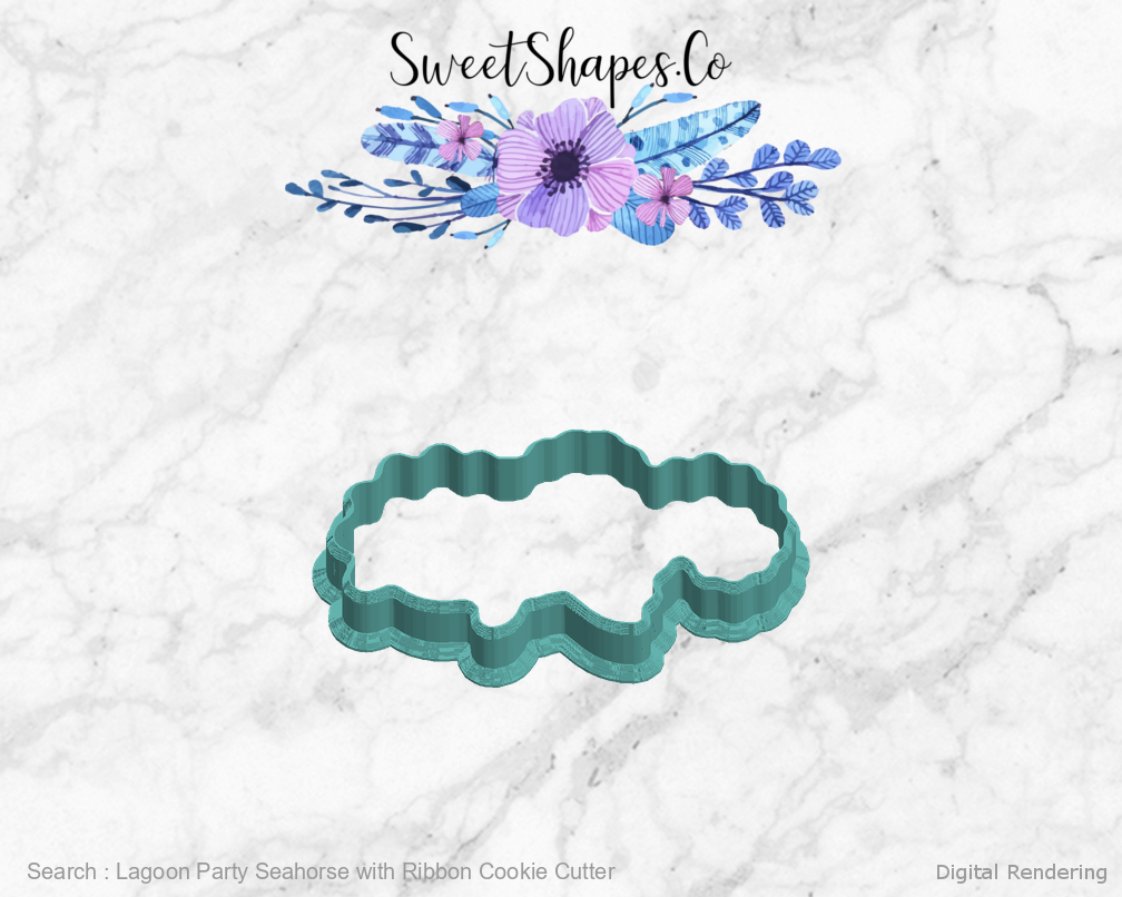 Lagoon Party Seahorse with Ribbon Cookie Cutter — left view