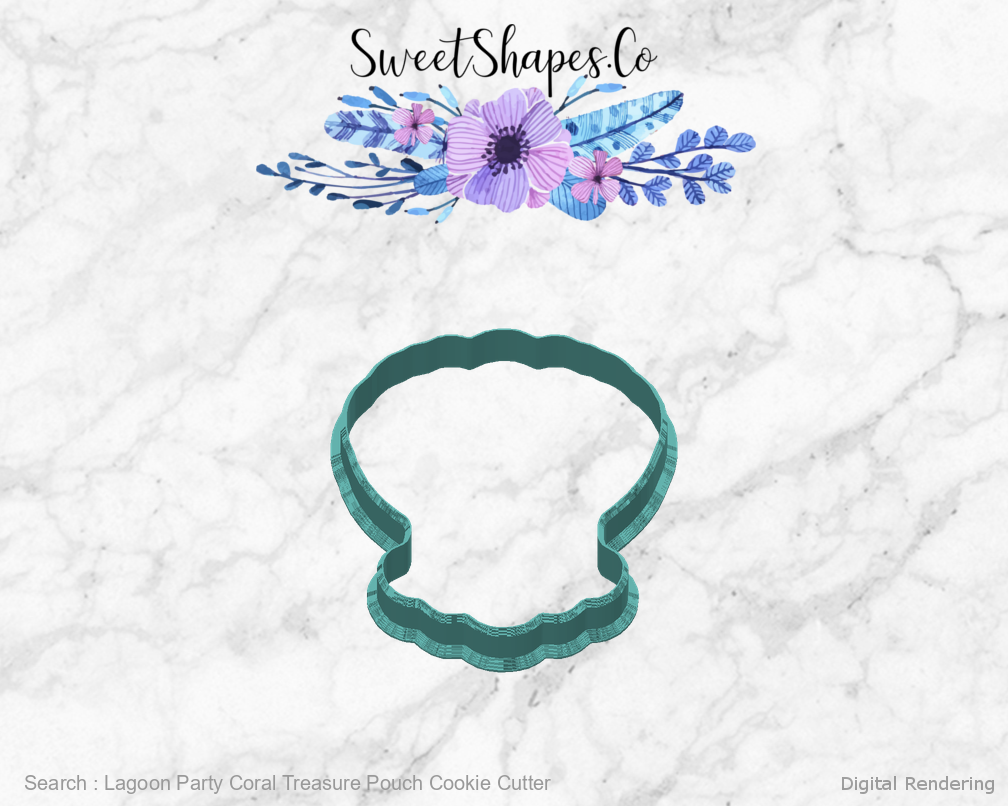 Lagoon Party Coral Treasure Pouch Cookie Cutter — back view