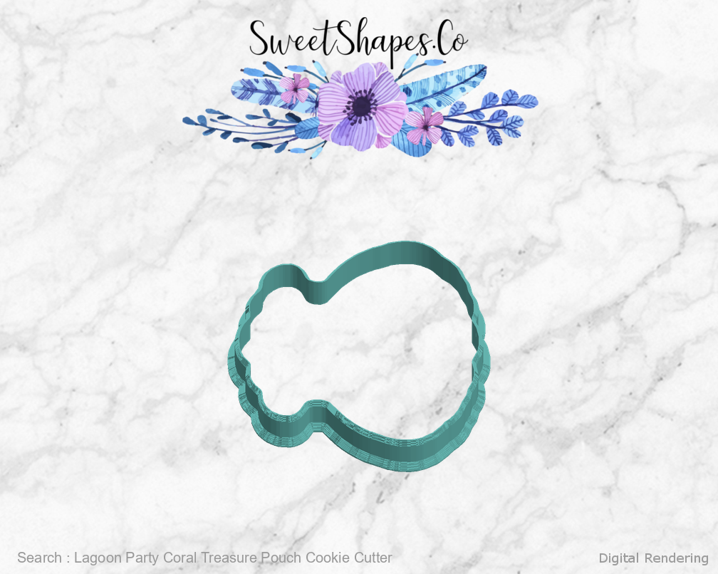 Lagoon Party Coral Treasure Pouch Cookie Cutter — left view