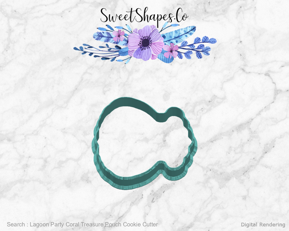 Lagoon Party Coral Treasure Pouch Cookie Cutter — right view