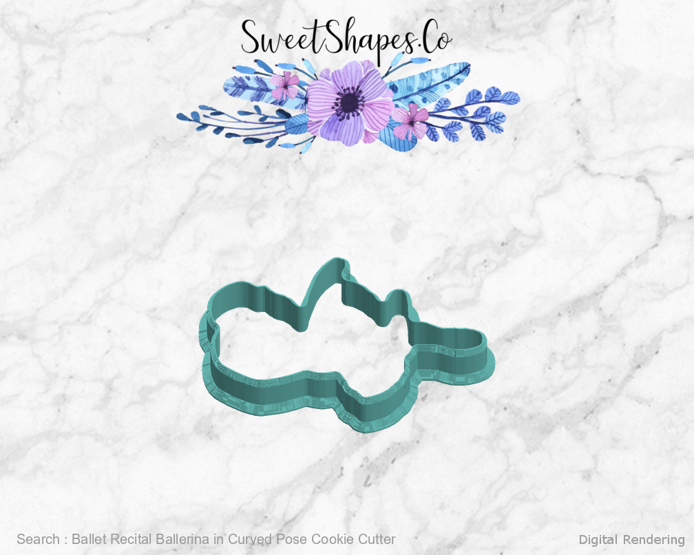 Ballet Recital Ballerina in Curved Pose Cookie Cutter — left view