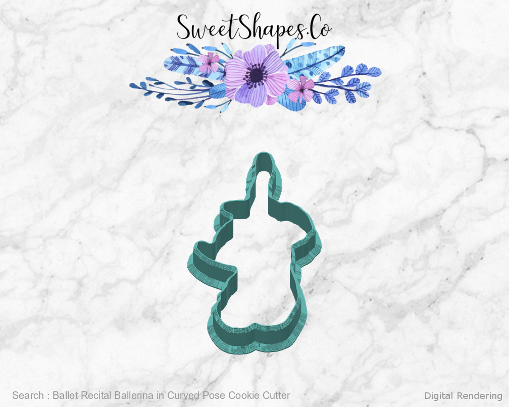 Ballet Recital Ballerina in Curved Pose Cookie Cutter — back view