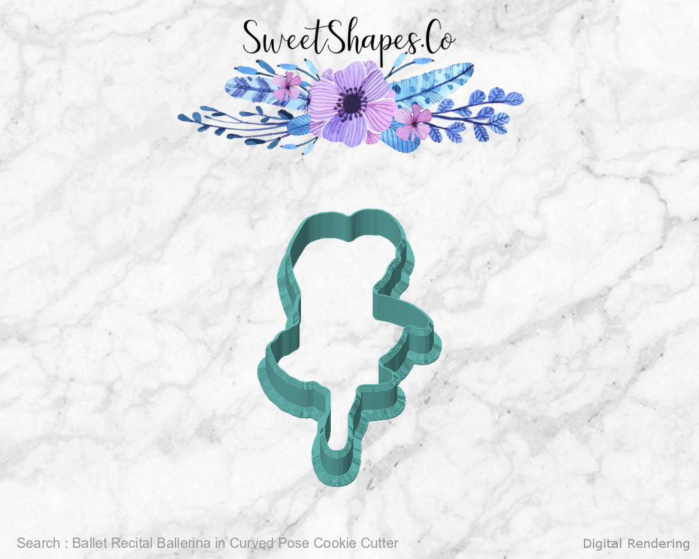 Ballet Recital Ballerina in Curved Pose Cookie Cutter — front view