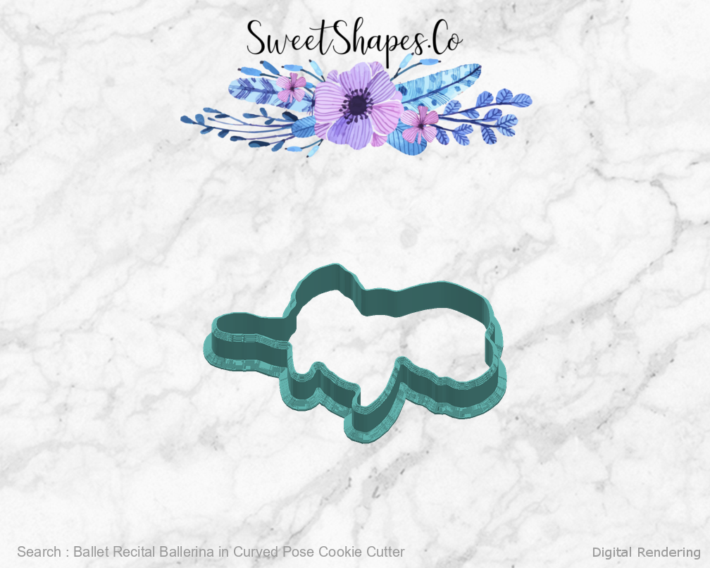 Ballet Recital Ballerina in Curved Pose Cookie Cutter — right view