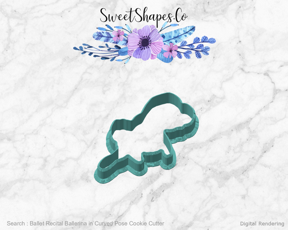 Ballet Recital Ballerina in Curved Pose Cookie Cutter — angled front view