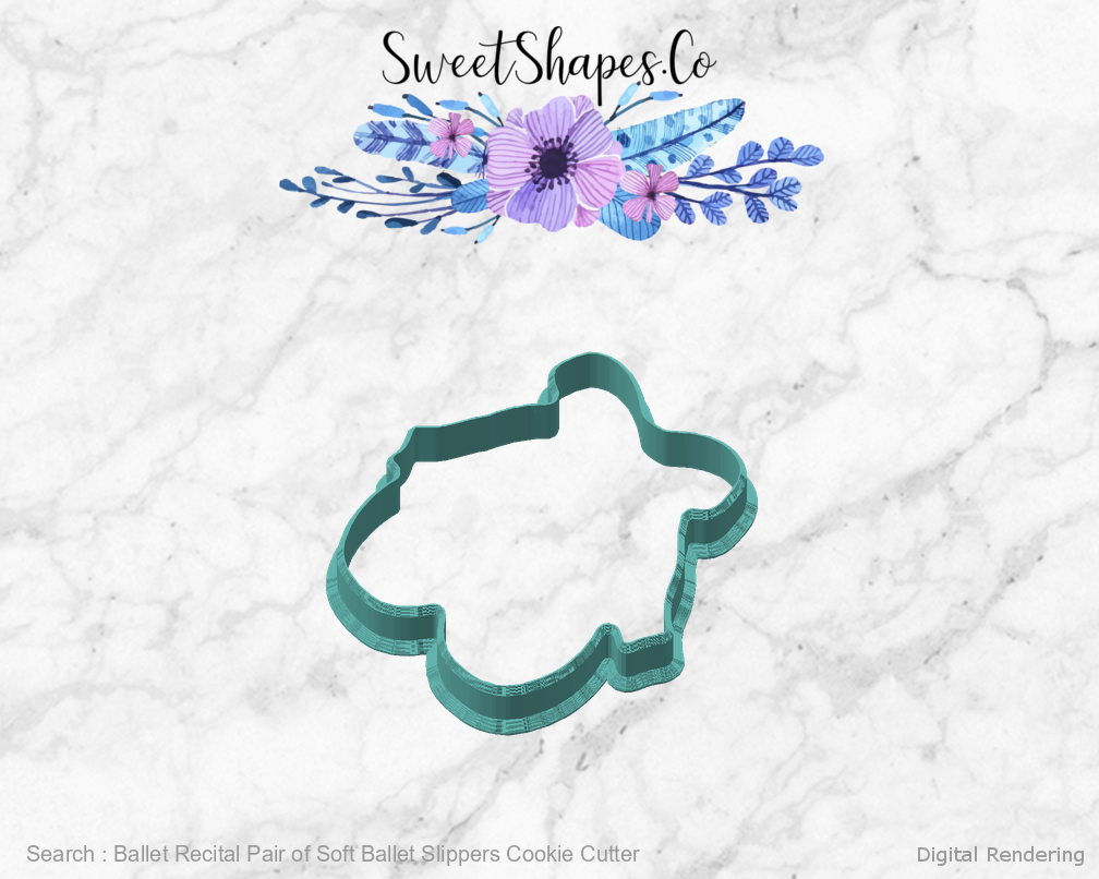 Ballet Recital Pair of Soft Ballet Slippers Cookie Cutter — angled front view