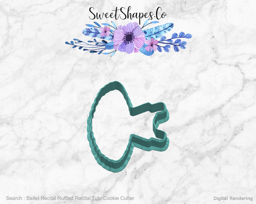 Ballet Recital Ruffled Recital Tutu Cookie Cutter — right view