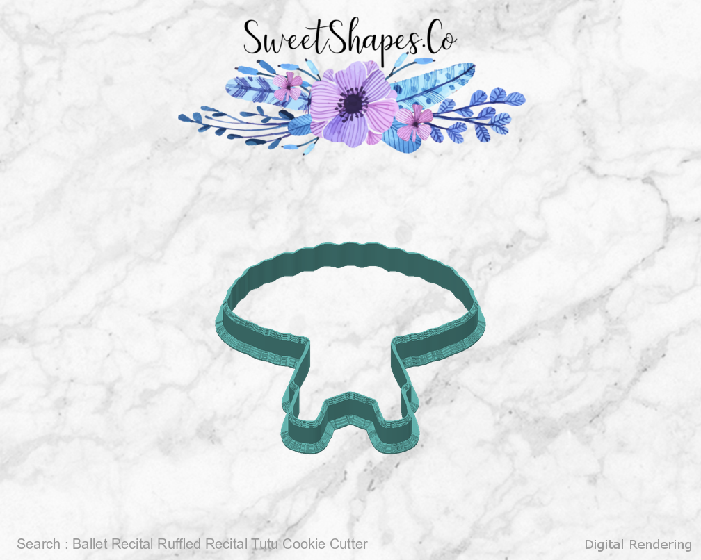 Ballet Recital Ruffled Recital Tutu Cookie Cutter — back view