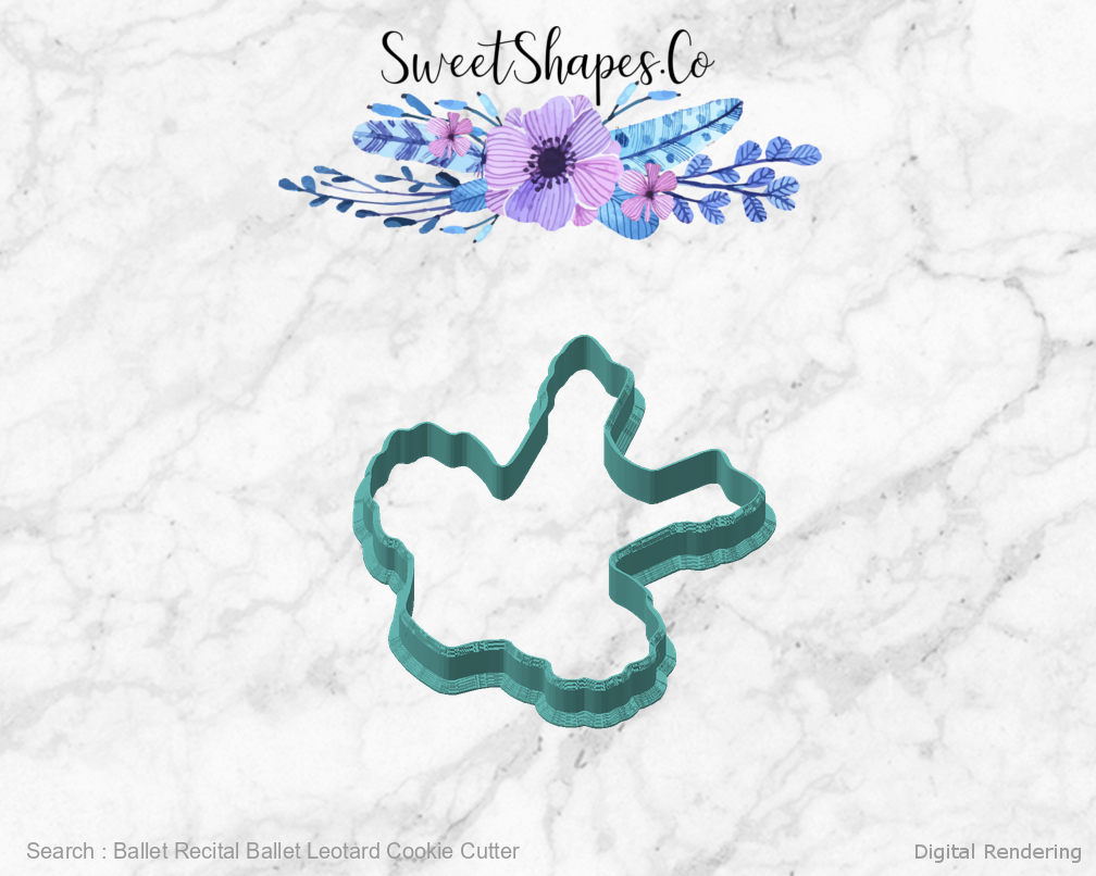 Ballet Recital Ballet Leotard Cookie Cutter — angled front view