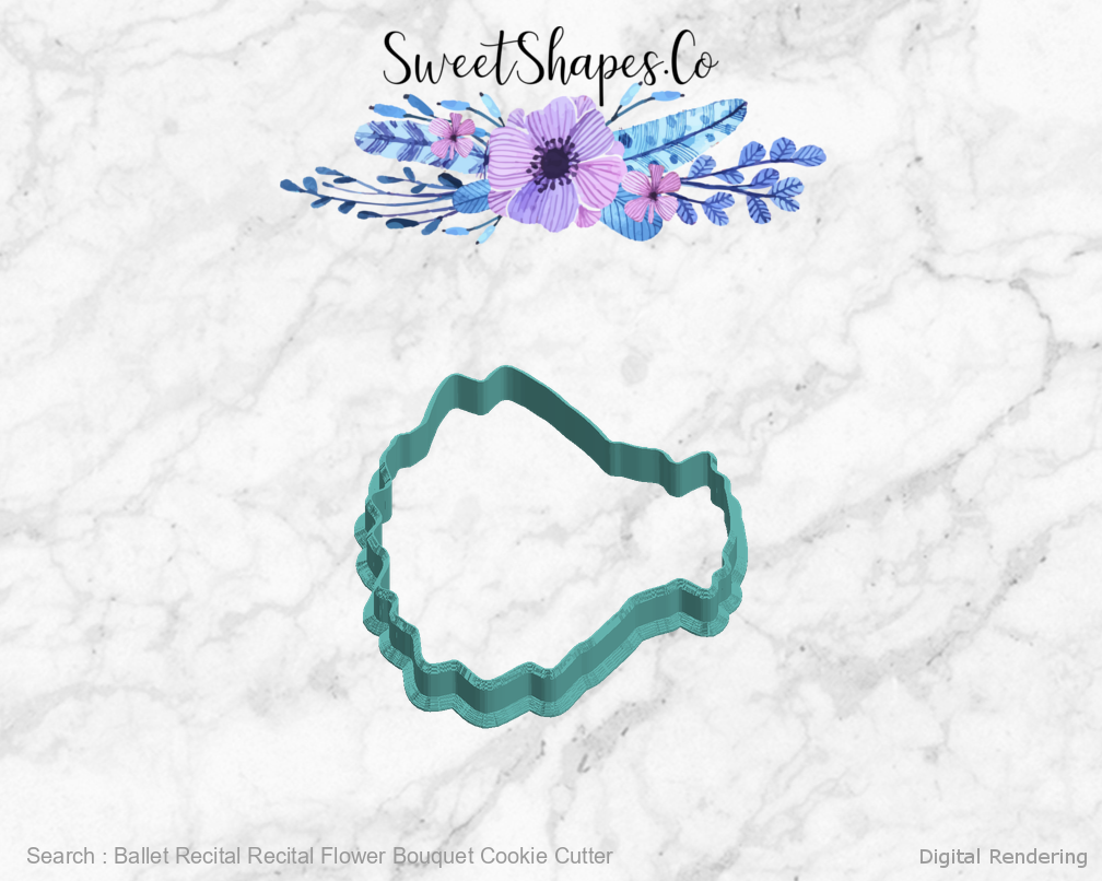 Ballet Recital Recital Flower Bouquet Cookie Cutter — left view
