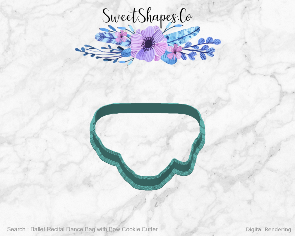 Ballet Recital Dance Bag with Bow Cookie Cutter — back view