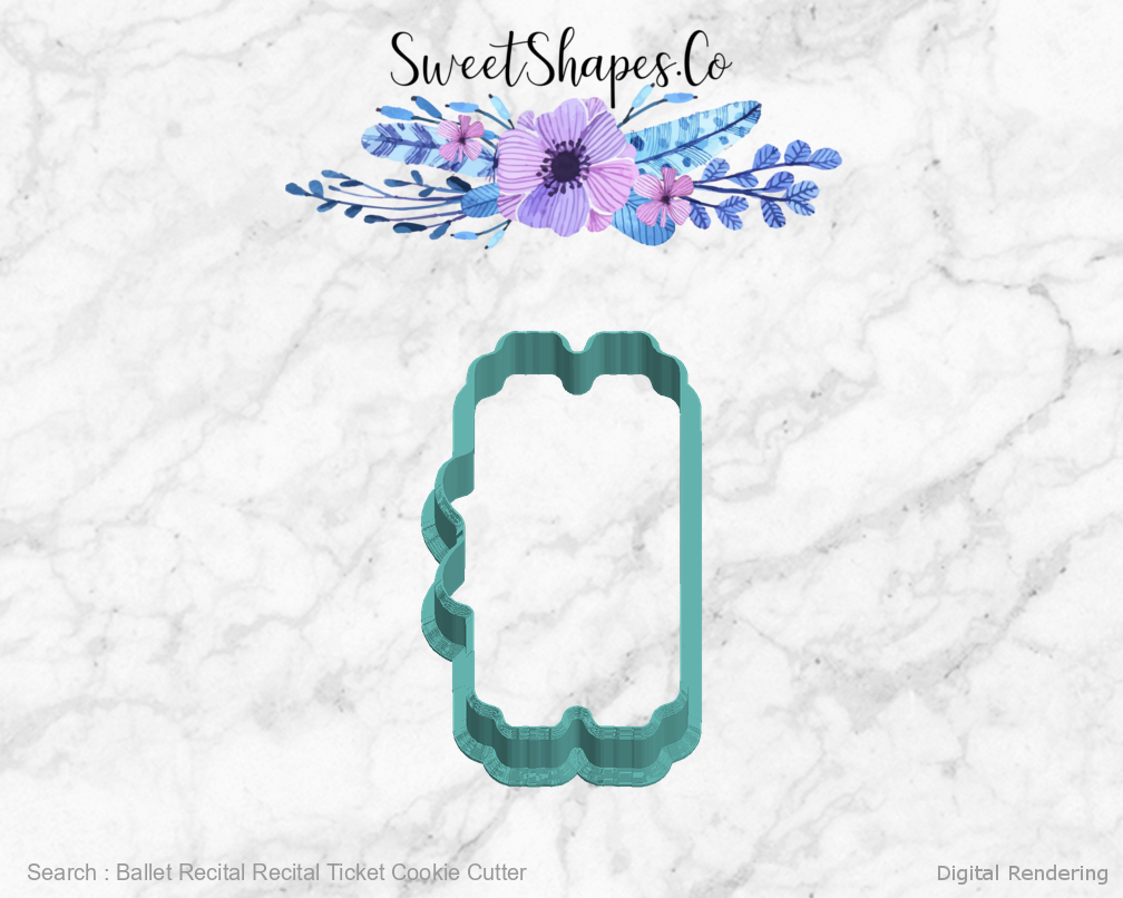 Ballet Recital Recital Ticket Cookie Cutter — left view