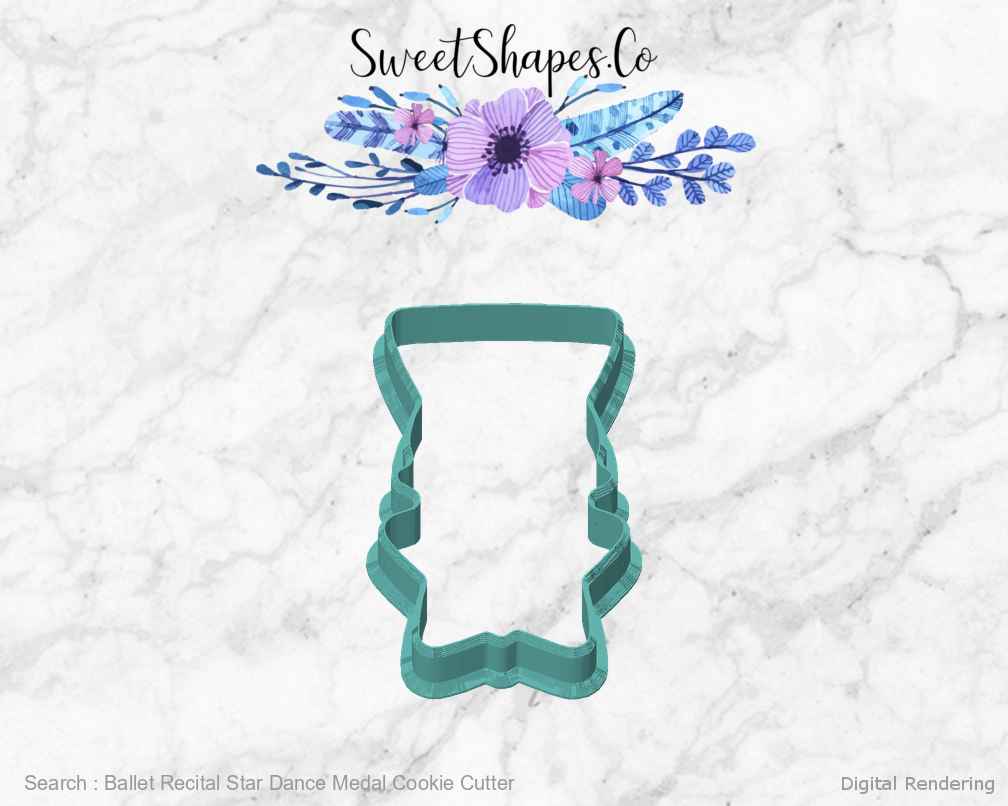Ballet Recital Star Dance Medal Cookie Cutter — front view