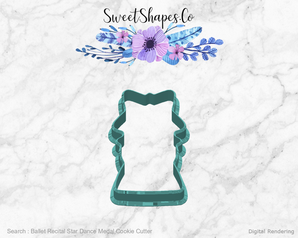 Ballet Recital Star Dance Medal Cookie Cutter — back view