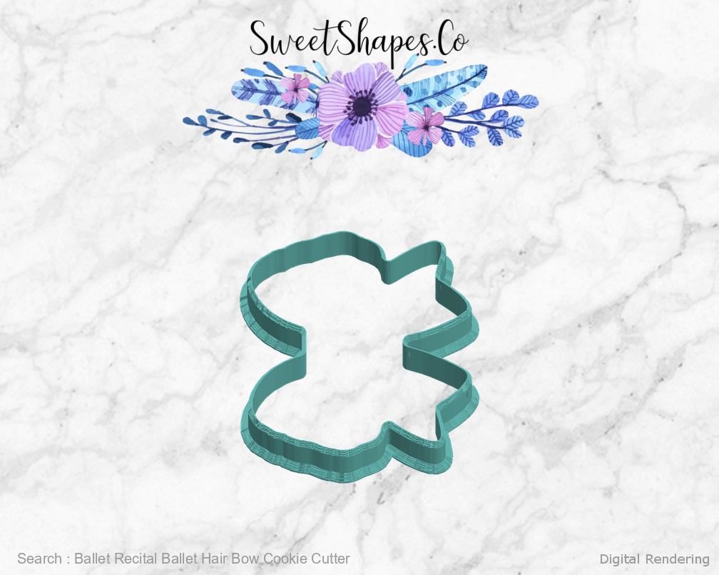 Ballet Recital Ballet Hair Bow Cookie Cutter — left view