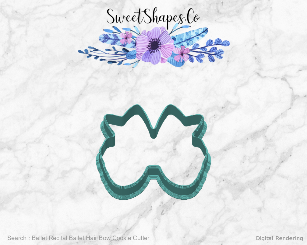 Ballet Recital Ballet Hair Bow Cookie Cutter — back view