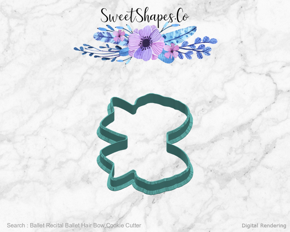 Ballet Recital Ballet Hair Bow Cookie Cutter — right view