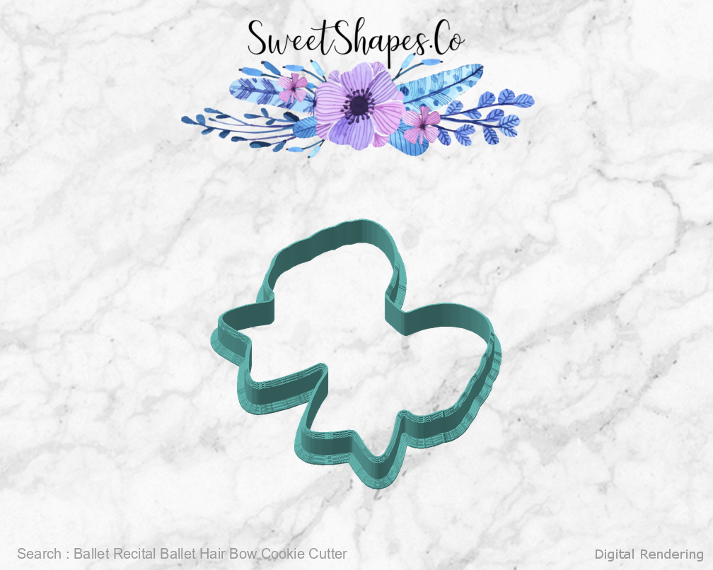 Ballet Recital Ballet Hair Bow Cookie Cutter — angled front view