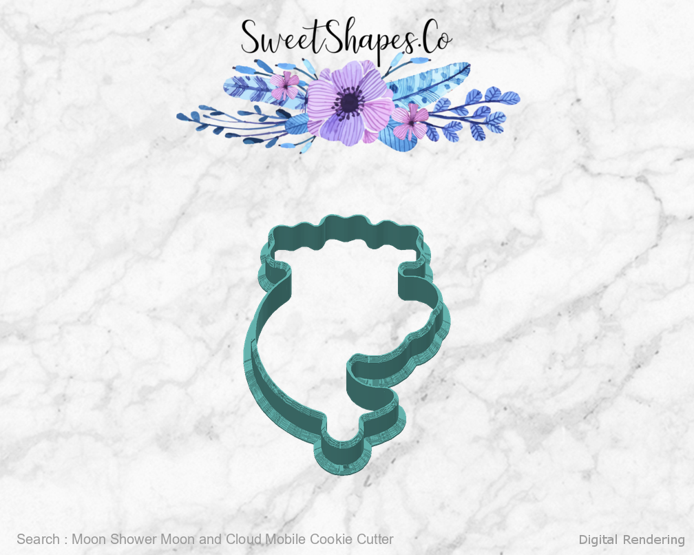 Moon Shower Moon and Cloud Mobile Cookie Cutter — back view