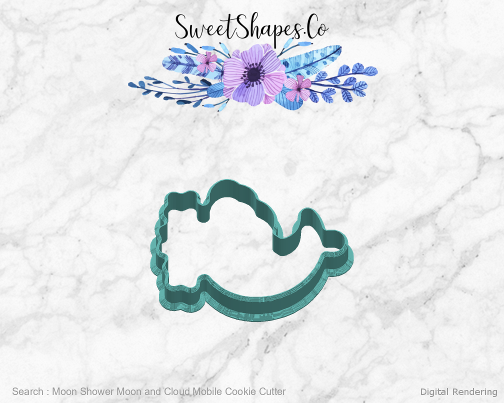 Moon Shower Moon and Cloud Mobile Cookie Cutter — right view