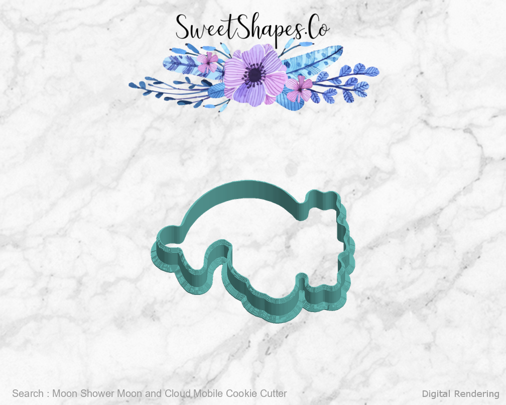 Moon Shower Moon and Cloud Mobile Cookie Cutter — left view